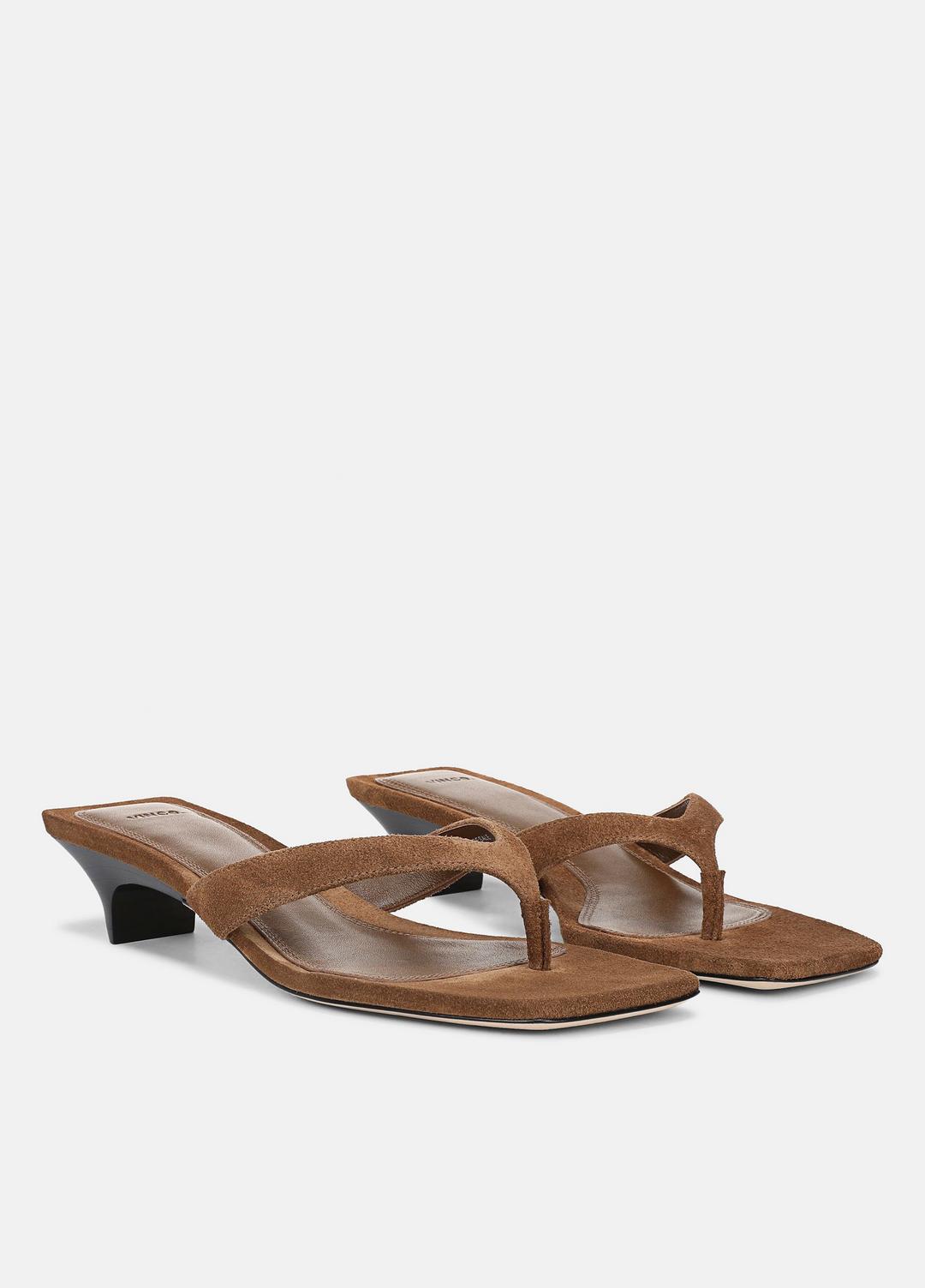 San Juan Suede Heeled Thong Sandal in Sandals ELMWOOD | VINCE Women