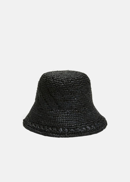 Straw Bucket Hat in Scarves & Hats BLACK | VINCE Women