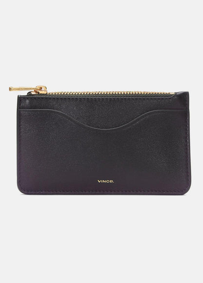 Leather Zip-Top Card Case in Handbags CACAO | VINCE Women