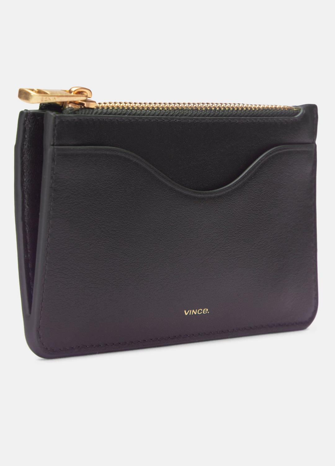 Leather Zip-Top Card Case in Handbags CACAO | VINCE Women
