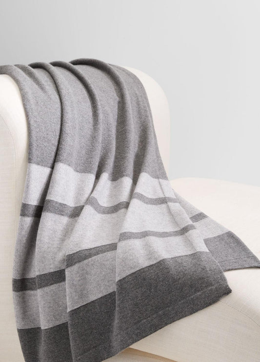 Cashmere Jersey Stripe Throw in Pillows & Blankets MEDIUM HEATHER GREY | VINCE Women