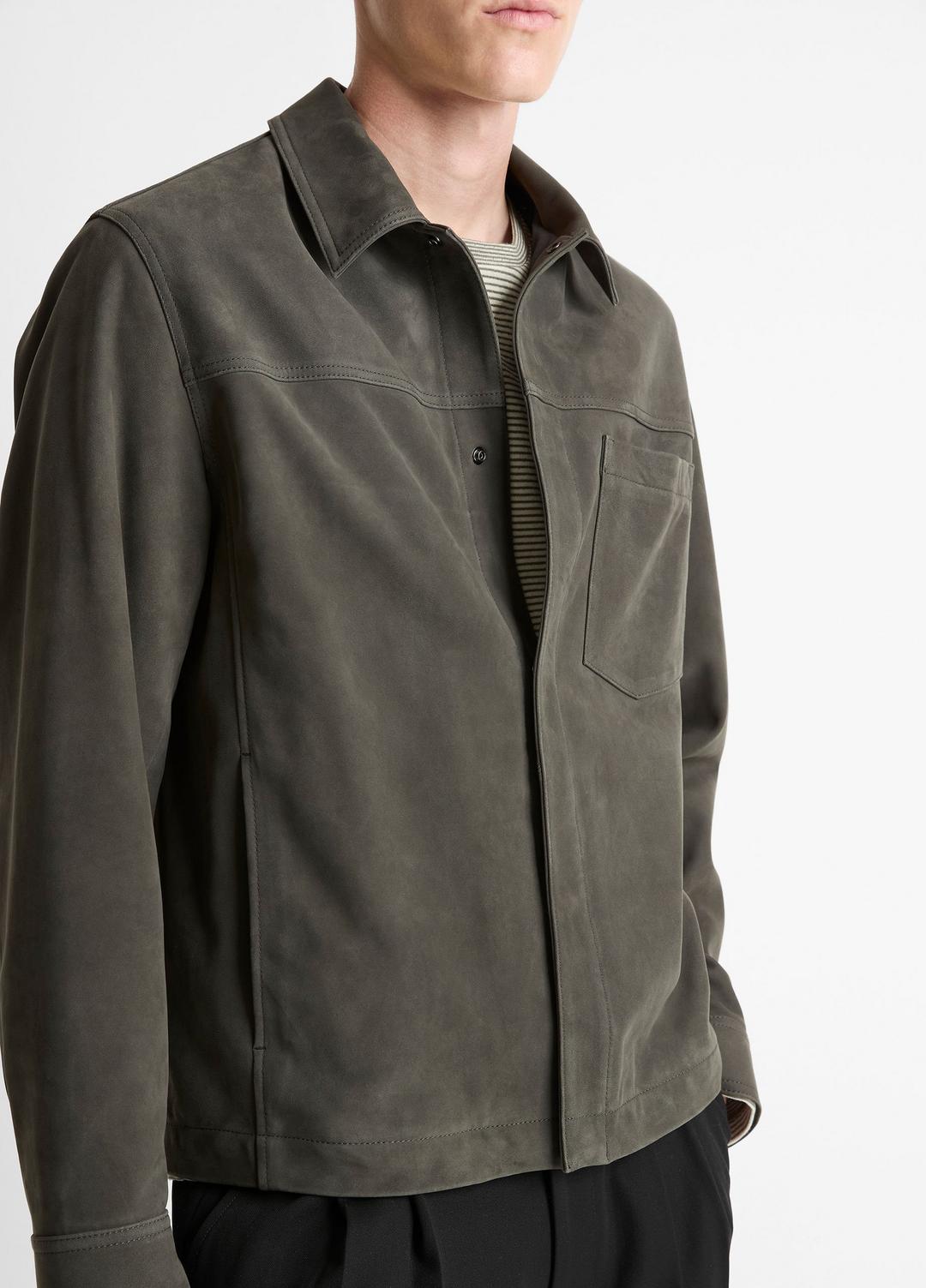 Nubuck Leather Trucker Jacket in Leather Jackets SYCAMORE | VINCE Men