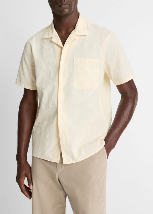 Union Stripe Cotton Short-Sleeve Loop-Collar Shirt in Short Sleeve MEADOWLARK | VINCE Men