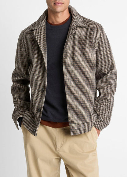 Houndstooth Bomber Jacket in Jackets DARK ROAST COMBO | VINCE Men
