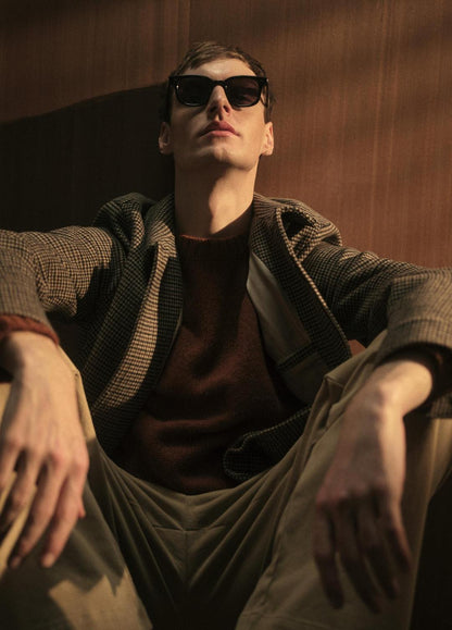 Houndstooth Bomber Jacket in Jackets DARK ROAST COMBO | VINCE Men