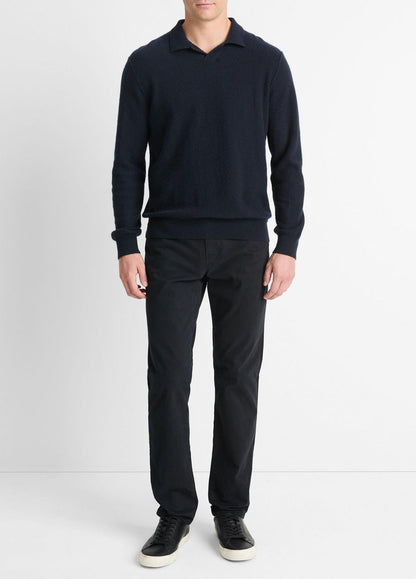 Plush Cashmere Johnny-Collar Polo in Sweaters COASTAL BLUE | VINCE Men