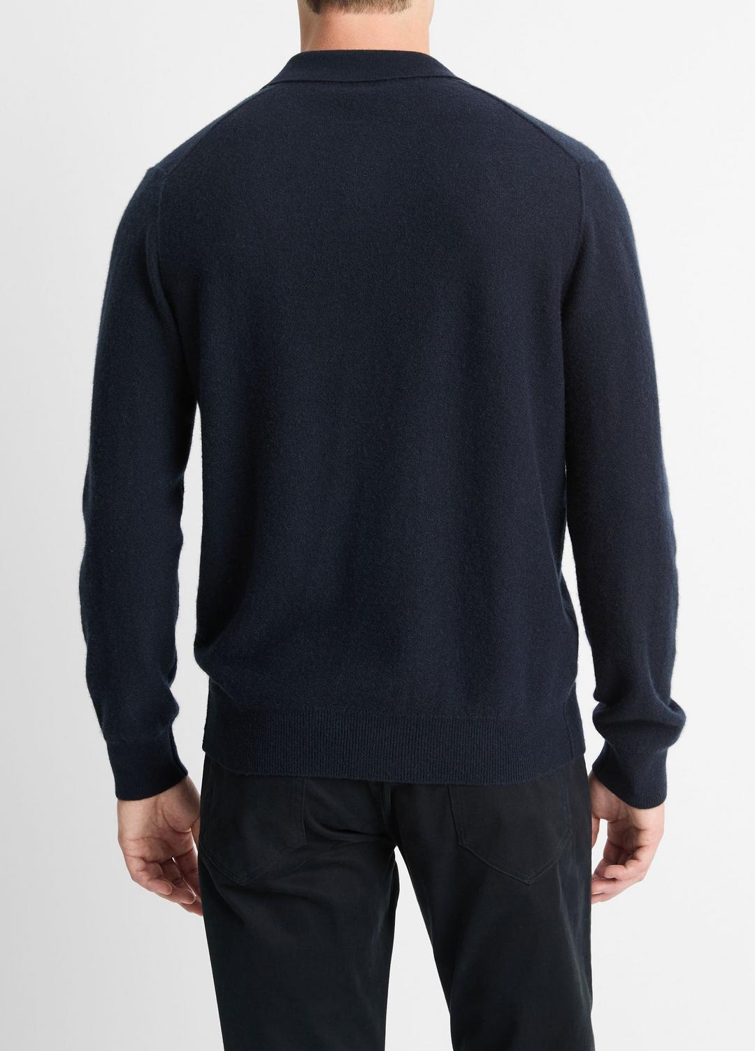 Plush Cashmere Johnny-Collar Polo in Sweaters COASTAL BLUE | VINCE Men