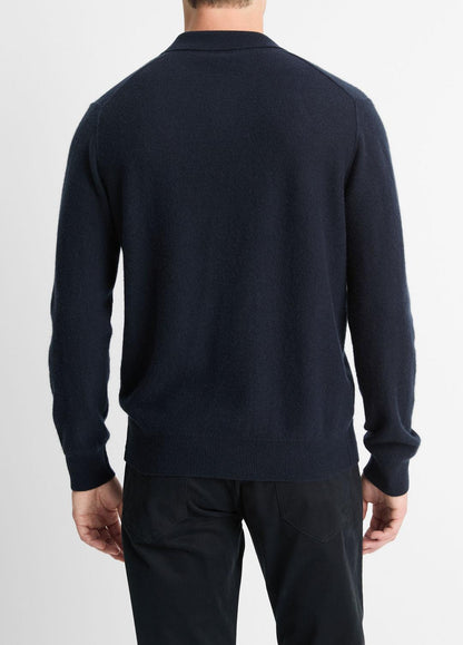 Plush Cashmere Johnny-Collar Polo in Sweaters COASTAL BLUE | VINCE Men