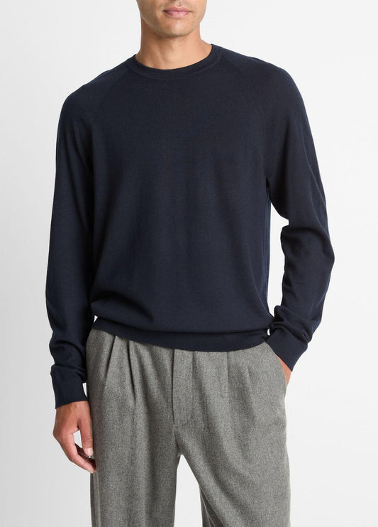 Featherweight Wool-Cashmere Crew Neck Sweater in Crew Neck COASTAL BLUE | VINCE Men