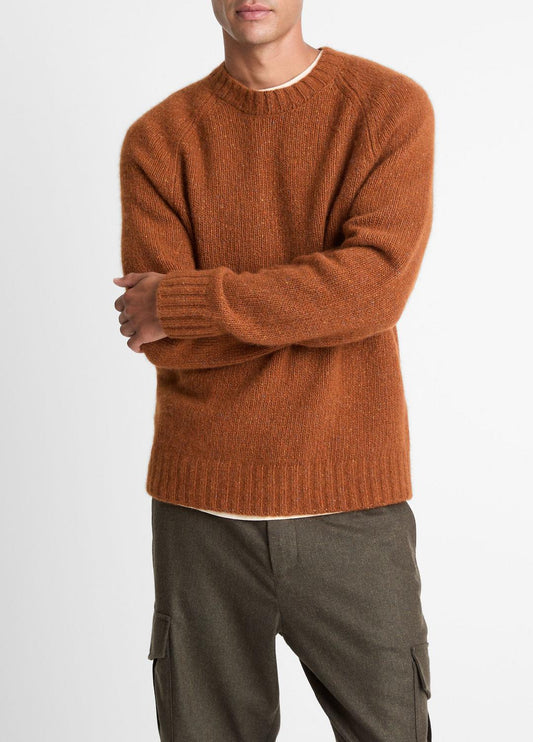 Donegal Cashmere Raglan-Sleeve Sweater in Crew Neck DARK BURNT ORANGE | VINCE Men