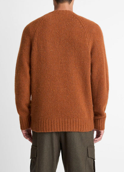 Donegal Cashmere Raglan-Sleeve Sweater in Crew Neck DARK BURNT ORANGE | VINCE Men