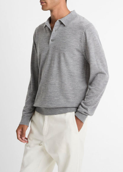Wool Polo Sweater in Sweaters HEATHER GREY | VINCE Men
