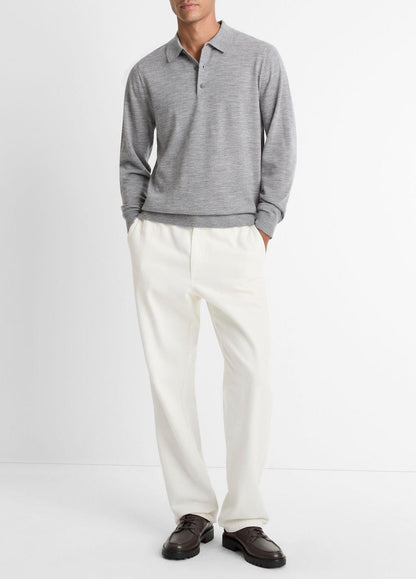 Wool Polo Sweater in Sweaters HEATHER GREY | VINCE Men