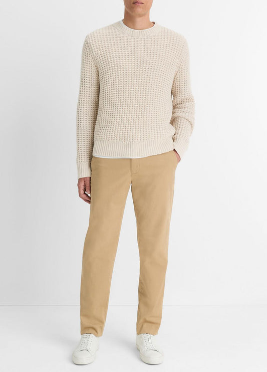 Macro-Waffle Crew Neck Sweater in Crew Neck PEBBLE WHITE | VINCE Men
