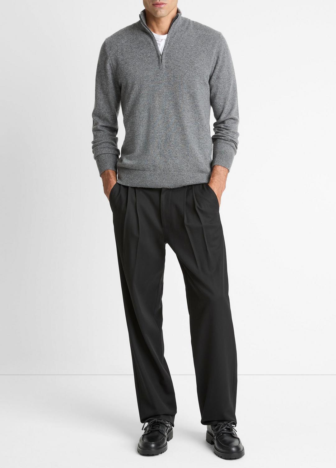 Cashmere Quarter-Zip Sweater in Quarter Zip MEDIUM HEATHER GREY | VINCE Men