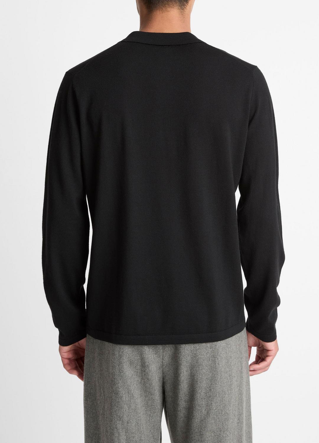 Wool Polo Sweater in Sweaters BLACK | VINCE Men