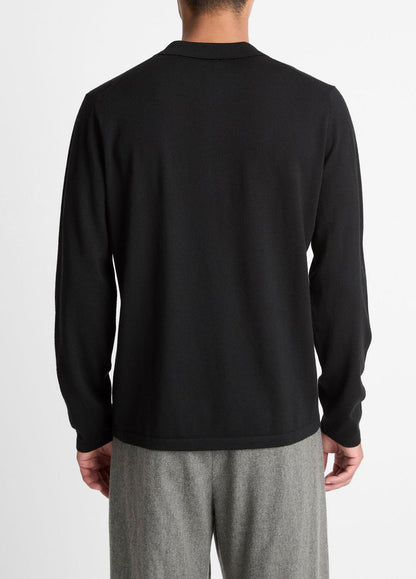 Wool Polo Sweater in Sweaters BLACK | VINCE Men