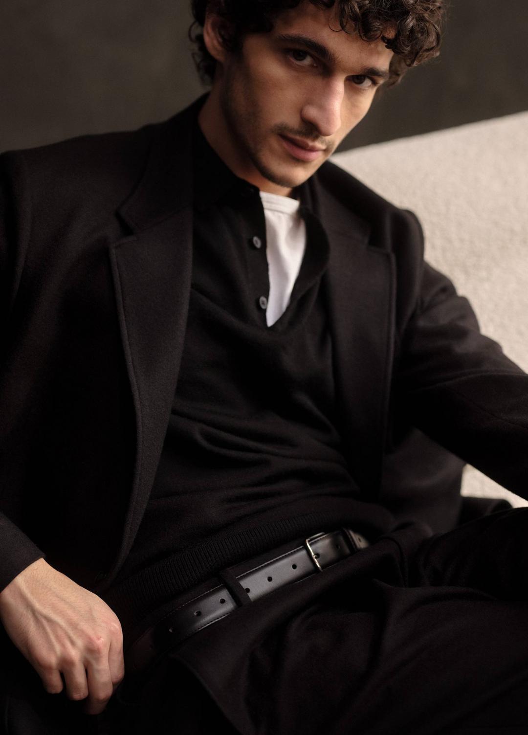 Wool Polo Sweater in Sweaters BLACK | VINCE Men