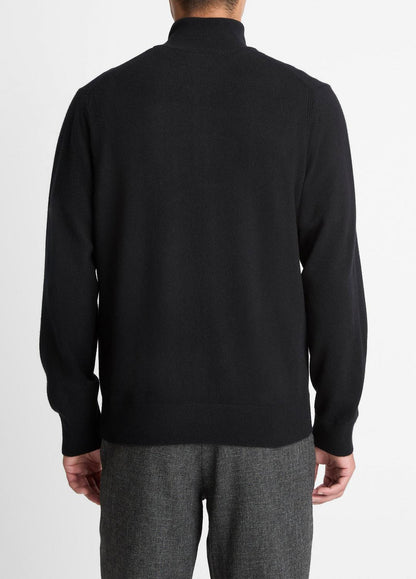 Cashmere Quarter-Zip Sweater in Quarter Zip BLACK | VINCE Men