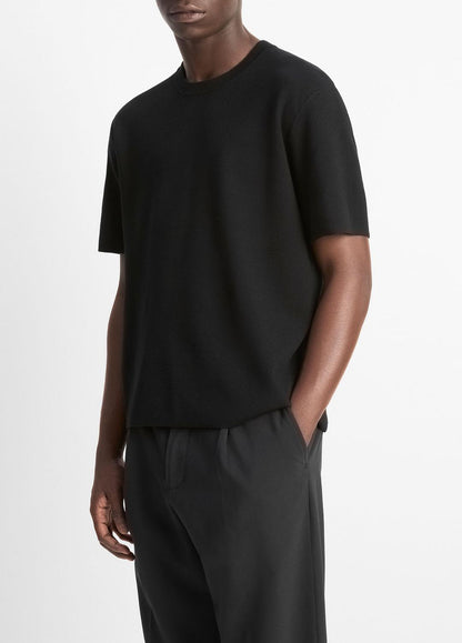 Milano Short-Sleeve Crew Neck Sweater in Crew Neck BLACK | VINCE Men