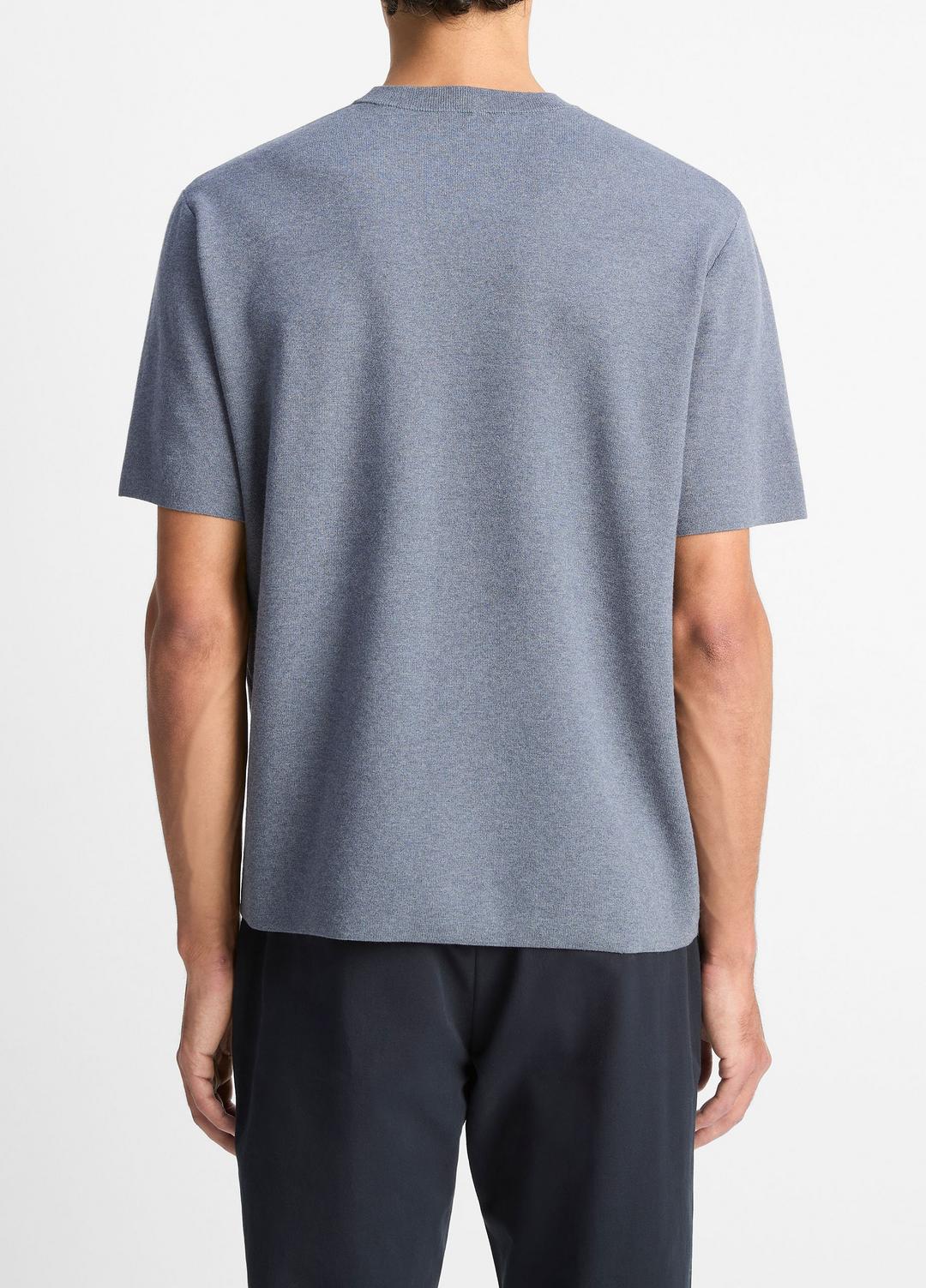 Milano Short-Sleeve Crew Neck Sweater in Crew Neck LIGHT HEATHER RIPPLE | VINCE Men