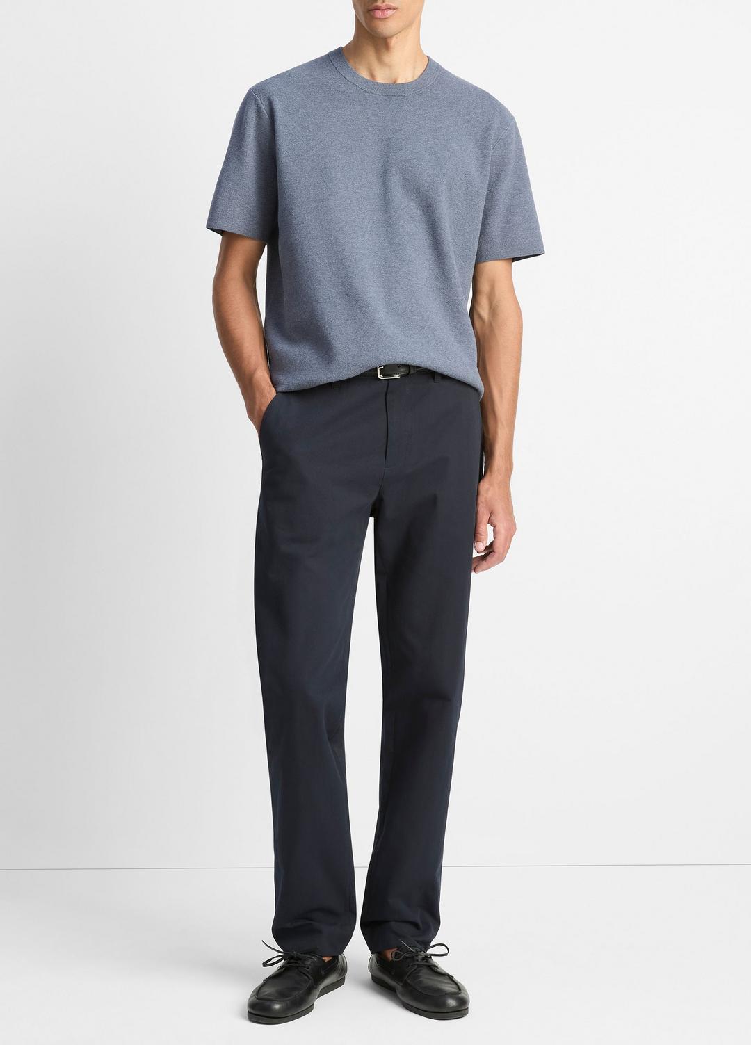 Milano Short-Sleeve Crew Neck Sweater in Crew Neck LIGHT HEATHER RIPPLE | VINCE Men