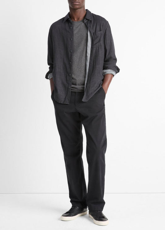Double Face Long Sleeve in Long Sleeve HEATHER BLACK | VINCE Men