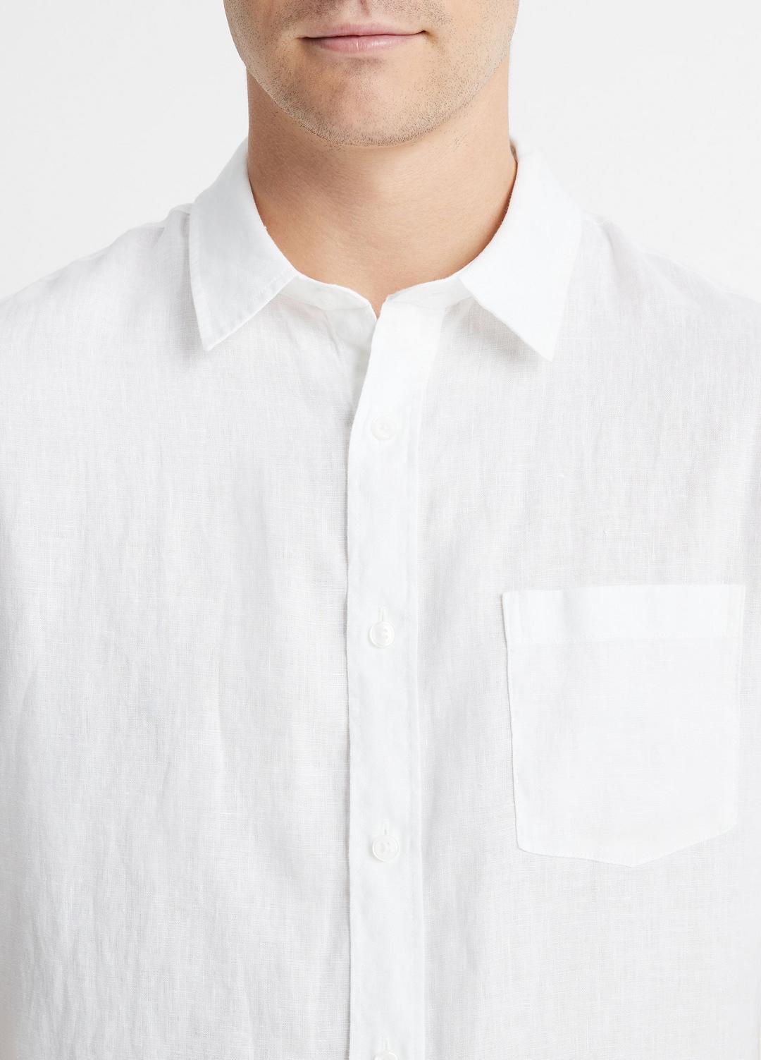 Linen Short-Sleeve Shirt in Short Sleeve OPTIC WHITE | VINCE Men
