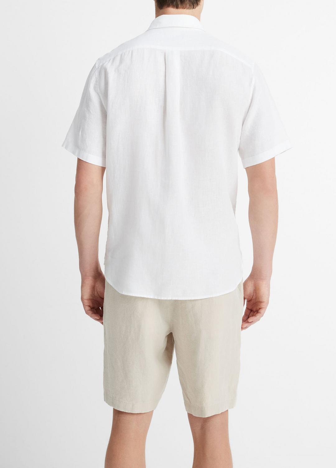 Linen Short-Sleeve Shirt in Short Sleeve OPTIC WHITE | VINCE Men