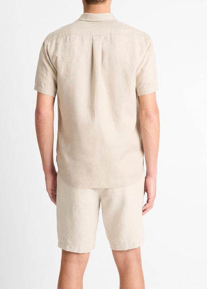 Linen Short-Sleeve Shirt in Short Sleeve PUMICE ROCK | VINCE Men