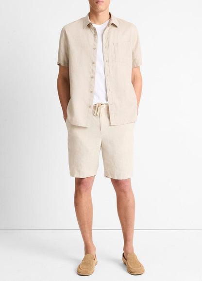 Linen Short-Sleeve Shirt in Short Sleeve PUMICE ROCK | VINCE Men