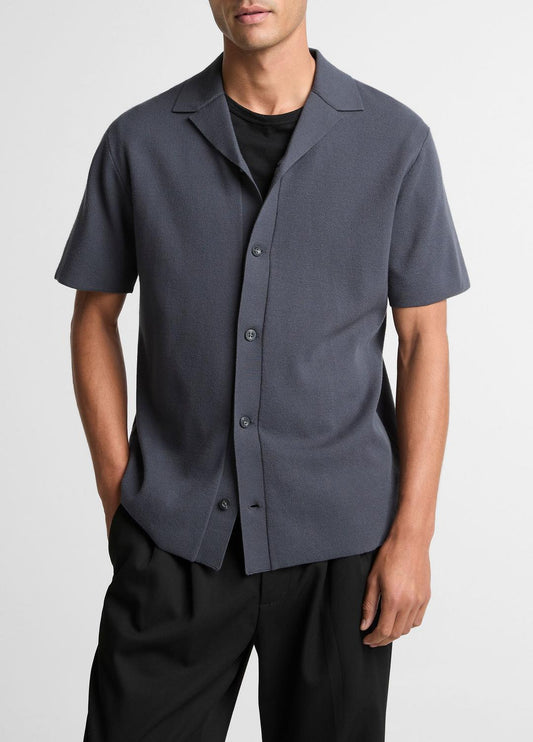 Merino Wool Cabana Shirt  in Short Sleeve STUDIO | VINCE Men