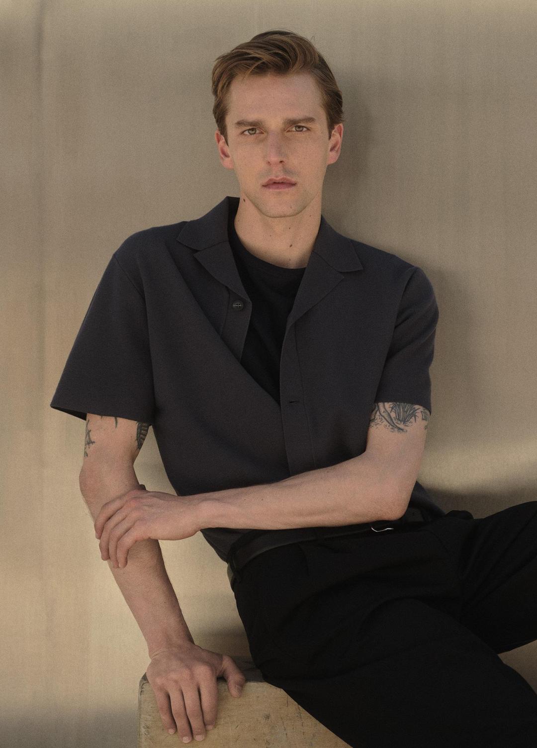 Merino Wool Cabana Shirt  in Short Sleeve STUDIO | VINCE Men