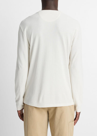 Micro-Waffle Pima Cotton Double-Collar Long-Sleeve T-Shirt in Long Sleeve BLANCO/TERRAPIN | VINCE Men
