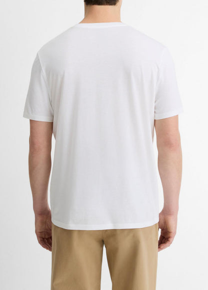 Pima Cotton V-Neck T-Shirt in Short Sleeve OPTIC WHITE | VINCE Men