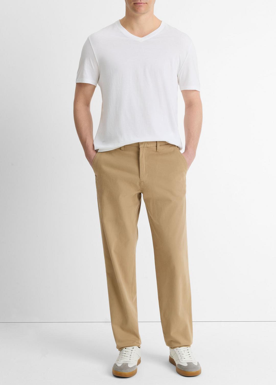 Pima Cotton V-Neck T-Shirt in Short Sleeve OPTIC WHITE | VINCE Men