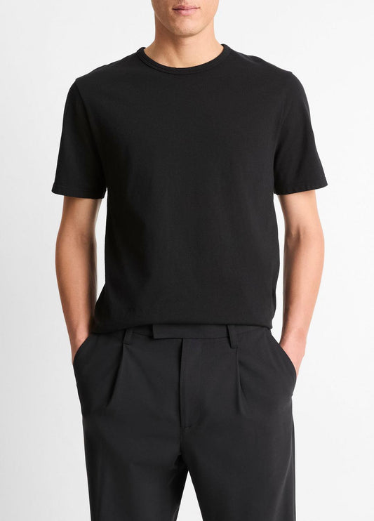 Garment Dye Cotton T-Shirt in Short Sleeve TRUE BLACK | VINCE Men
