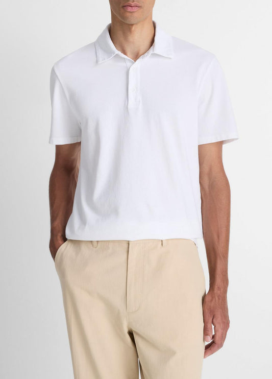 Garment Dye Cotton Polo Shirt in Henleys & Polos OPTIC WHITE | VINCE Men