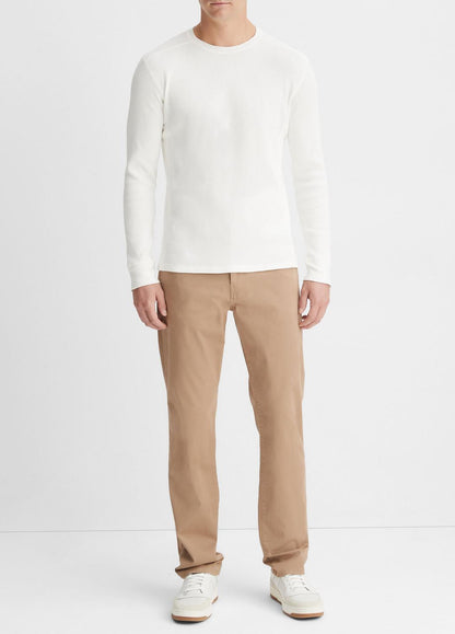 Pima Cotton-Blend Thermal Long-Sleeve Pullover in Long Sleeve OFF WHITE | VINCE Men