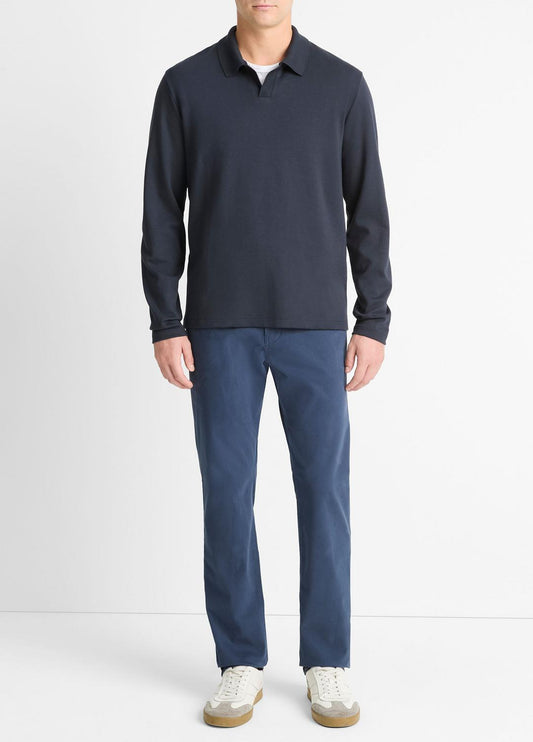 Milano Pima Cotton-Blend Johnny-Collar Shirt in Long Sleeve COASTAL BLUE | VINCE Men