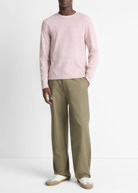 Space-Dye Cotton-Blend Long-Sleeve T-Shirt in Long Sleeve MALBEC/OFF WHITE | VINCE Men
