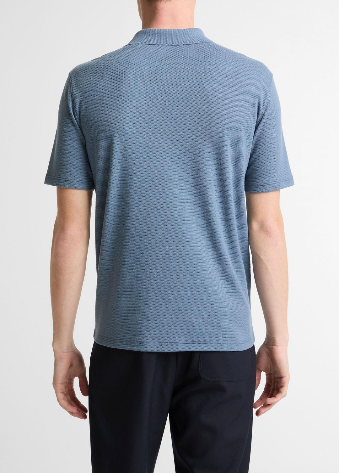 Garment Dye Cotton Polo Shirt in Short Sleeve WASHED RAINWATER | VINCE Men