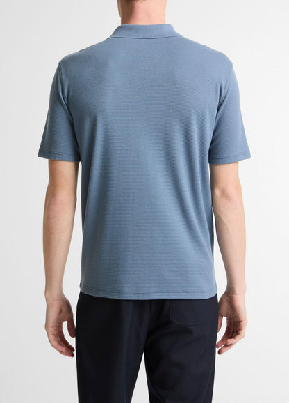 Garment Dye Cotton Polo Shirt in Short Sleeve WASHED RAINWATER | VINCE Men