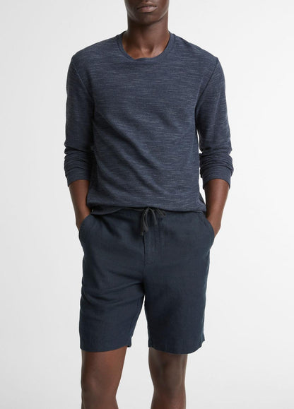 Double-Knit Cotton-Blend Long-Sleeve Shirt in Long Sleeve HEATHER COASTAL BLUE | VINCE Men