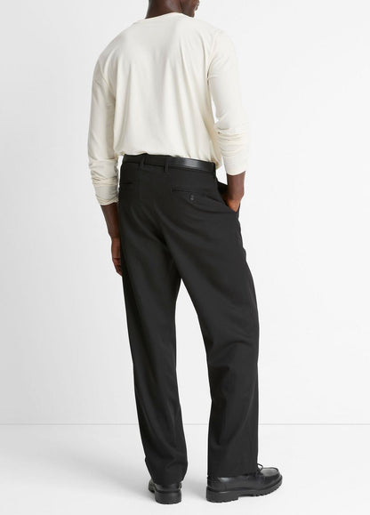 Wool Double-Pleat Suiting Trouser in Trousers BLACK | VINCE Men