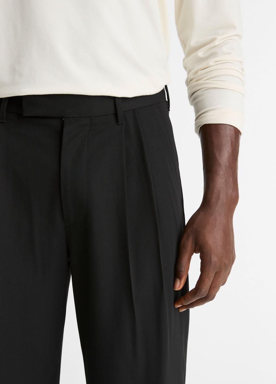 Wool Double-Pleat Suiting Trouser in Trousers BLACK | VINCE Men