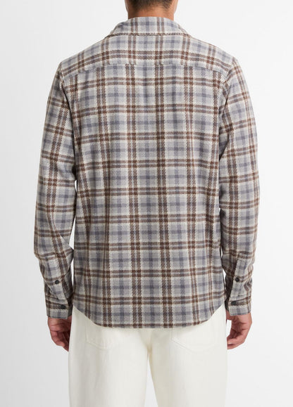 Plaid Cotton-Blend Shirt Jacket in Shirt Jackets HEATHER FOG COMBO | VINCE Men
