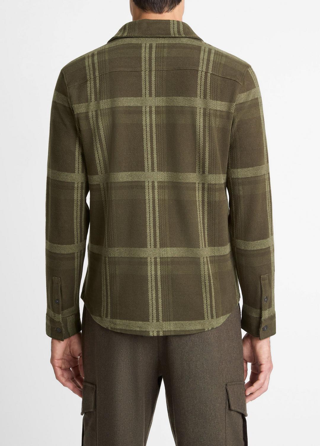 Plaid Cotton-Blend Shirt Jacket in Shirt Jackets DARK LEAF COMBO | VINCE Men