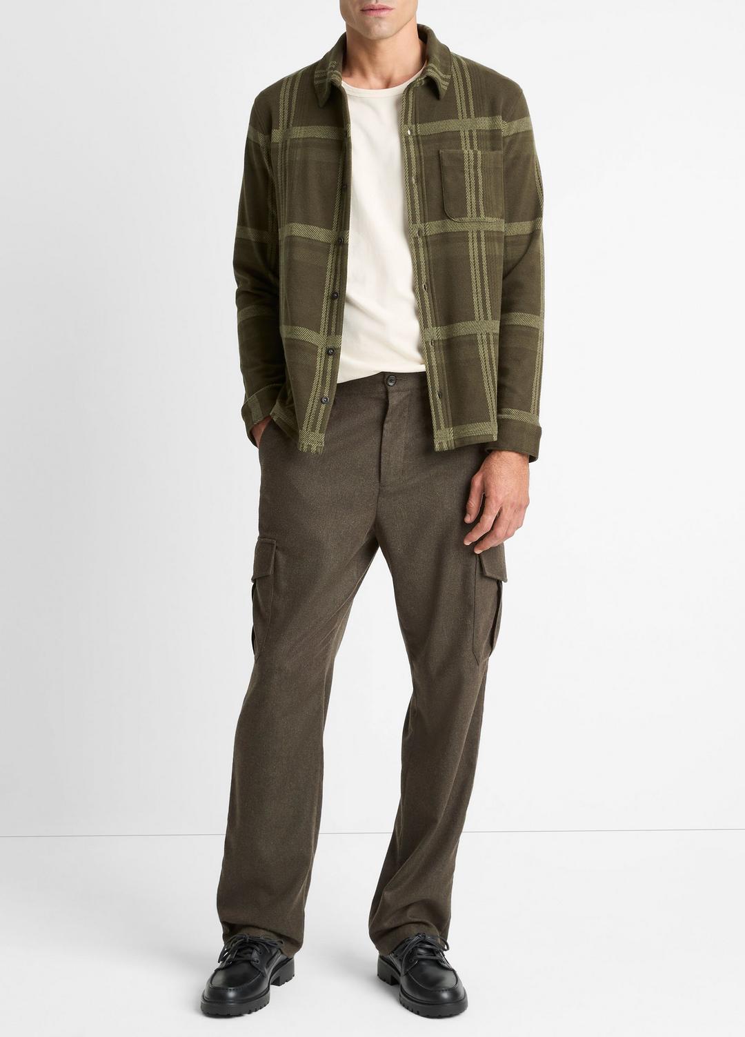 Plaid Cotton-Blend Shirt Jacket in Shirt Jackets DARK LEAF COMBO | VINCE Men