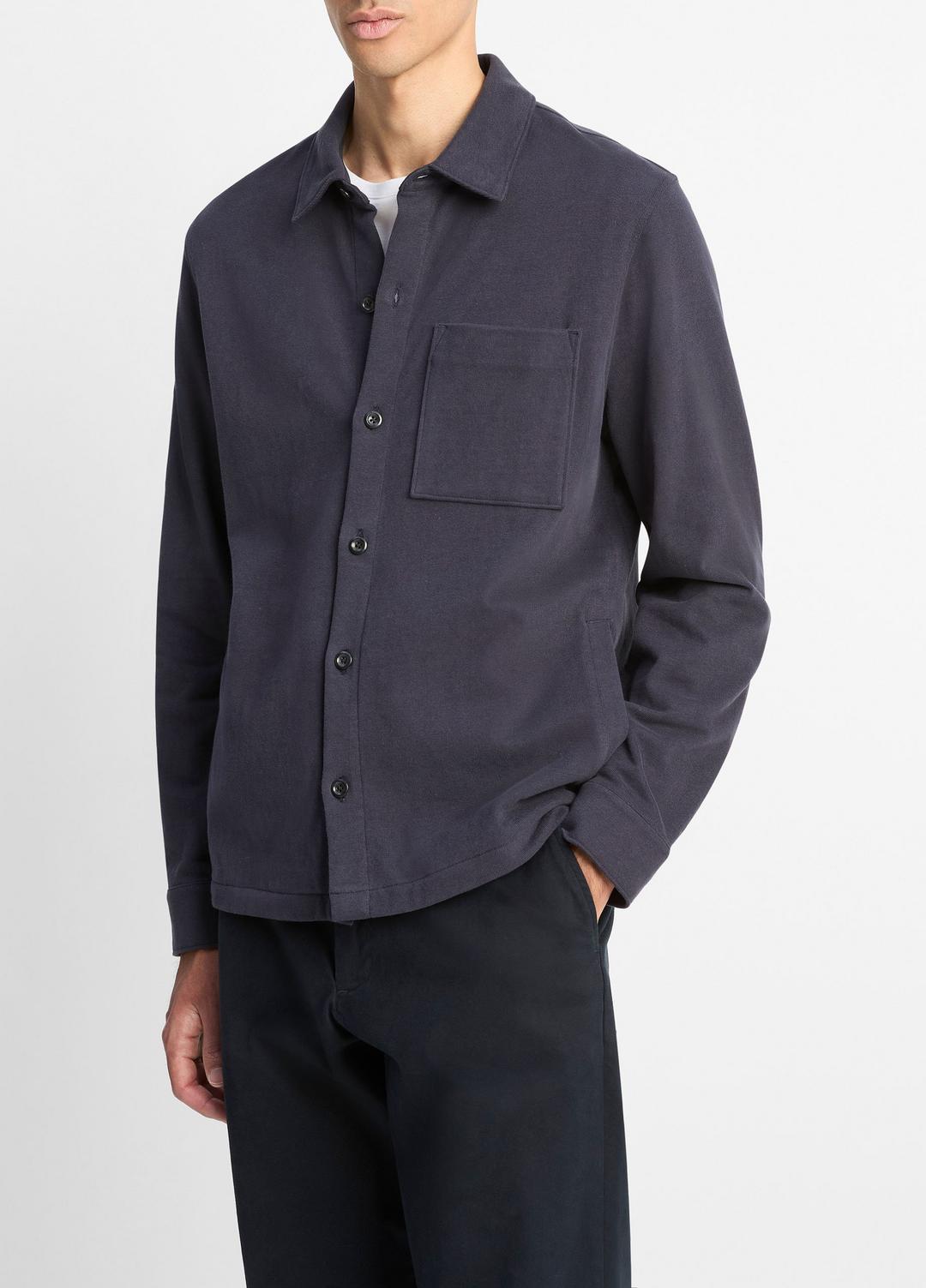 Heavy Sueded Cotton Shirt Jacket in Shirt Jackets COASTAL BLUE | VINCE Men
